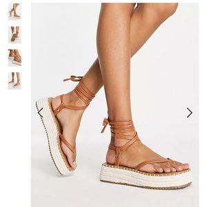 ASOS DESIGN Joanna Platform Espadrilles | Brown/Tan